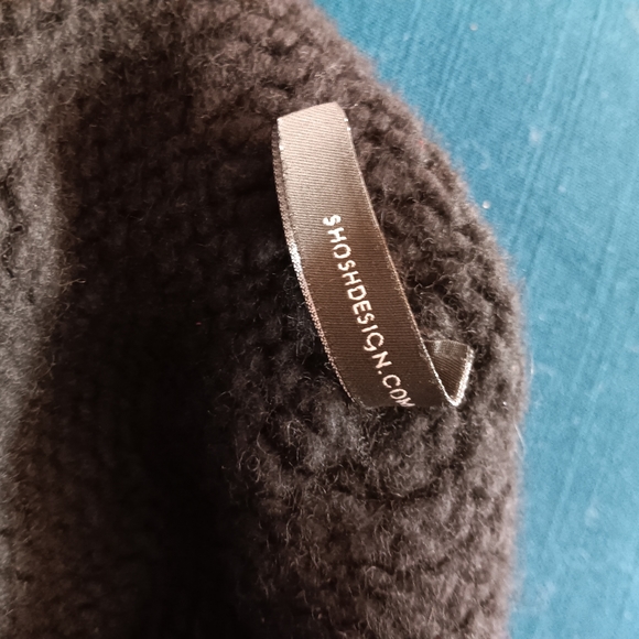 SHOSH DESIGNS 100% Cashmere Hand Knit Black Oversized Slouch Hat O/S - Picture 3 of 4